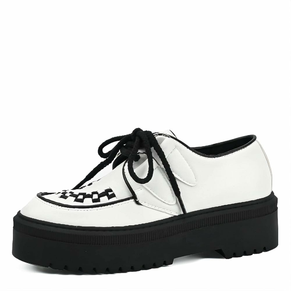 READYSALTED Women's 5 Fashion Platform Creeper Shoes white & black